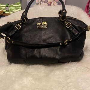 Coach Madison Sophia 2010 Black Leather Satchel with Gold Accents no call outs